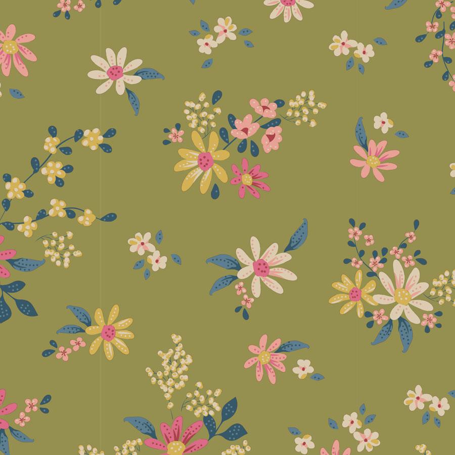 Daisyfield Green | Chic Escape Blenders | Tilda | Cotton Fabric | 110049