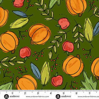 Bountiful Harvest Forest | Harvest Home by Amy Latta | Andover | Cotton Fabric | A-10112-G