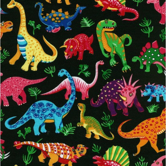 Dinosaur Dance | Black Col. 101 | Dinosaur Dance Collection | Nutex | Cotton Fabric | 87550