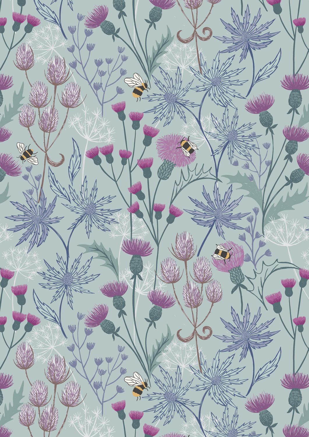 Celtic floral on blue | Celtic Summer | Lewis & Irene | Cotton Fabric | A991B