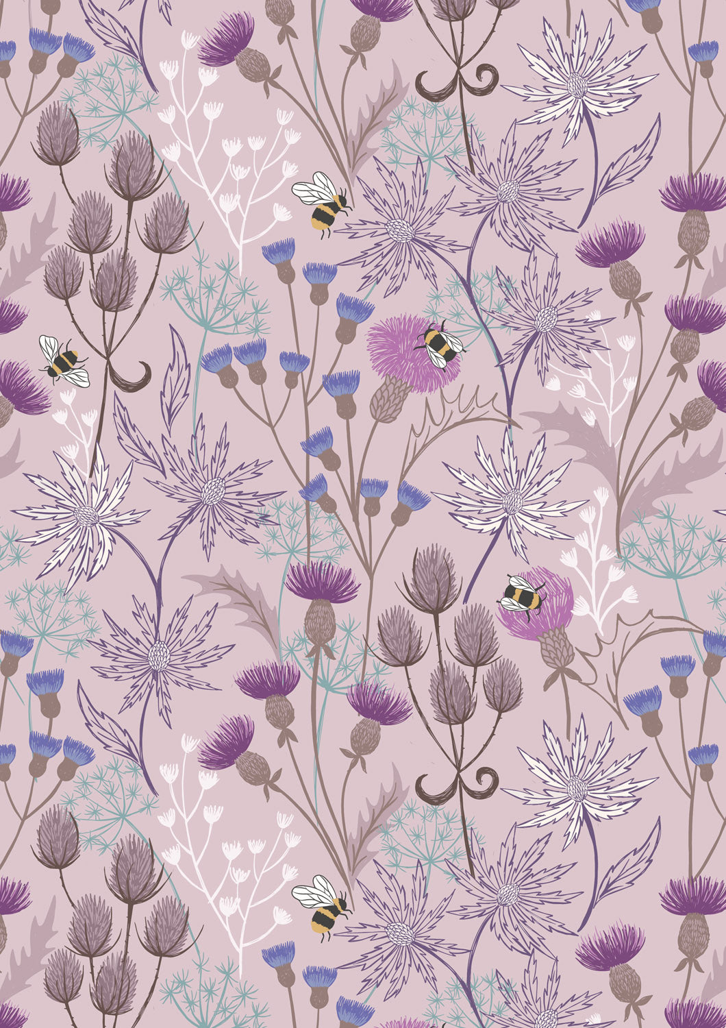 Celtic floral on light heather | Celtic Summer | Lewis & Irene | Cotton Fabric | A991C