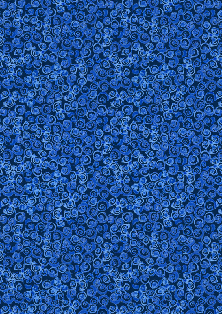 Watery Swirls on Dark Blue | Porcelain and Sea Glass | Lewis & Irene | Cotton Fabric | A999C