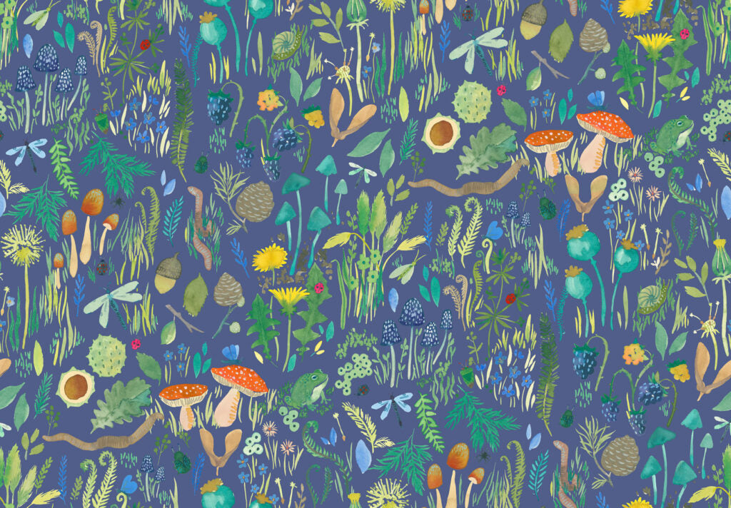 Garden Explorer - Midnight | Wee Blue Bell | Lewis & Irene | Cotton Fabric | WB018