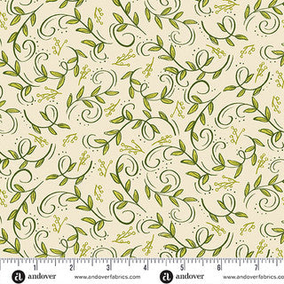 Swirling Leaves Cream | Harvest Home by Amy Latta | Andover | Cotton Fabric | A-10114-G