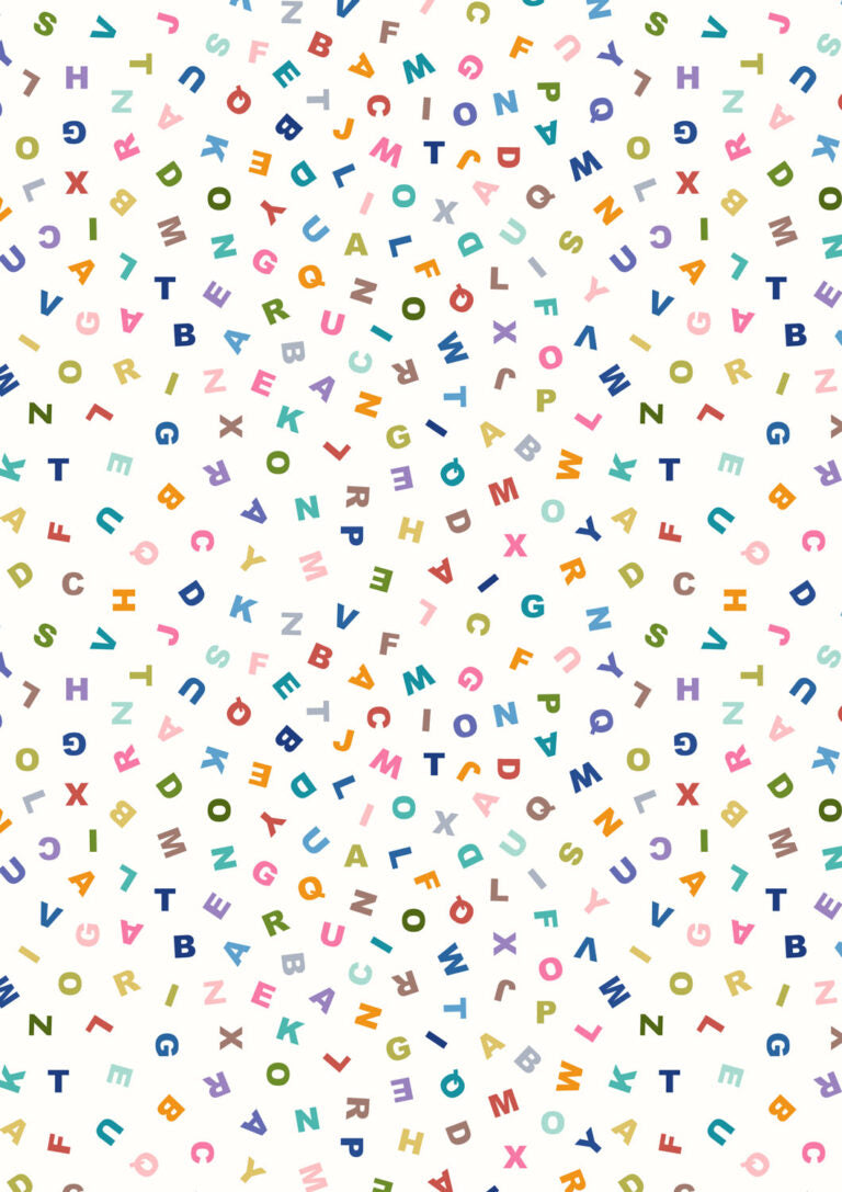 Letters on Cream | Animal Alphabet | Lewis & Irene | Cotton Fabric | A972A