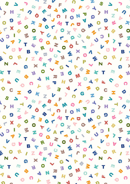 Letters on Cream | Animal Alphabet | Lewis & Irene | Cotton Fabric | A972A