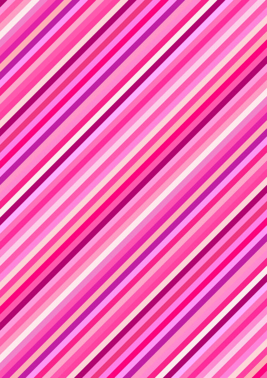 Pink Stripes | Animal Alphabet | Lewis & Irene | Cotton Fabric | A973B
