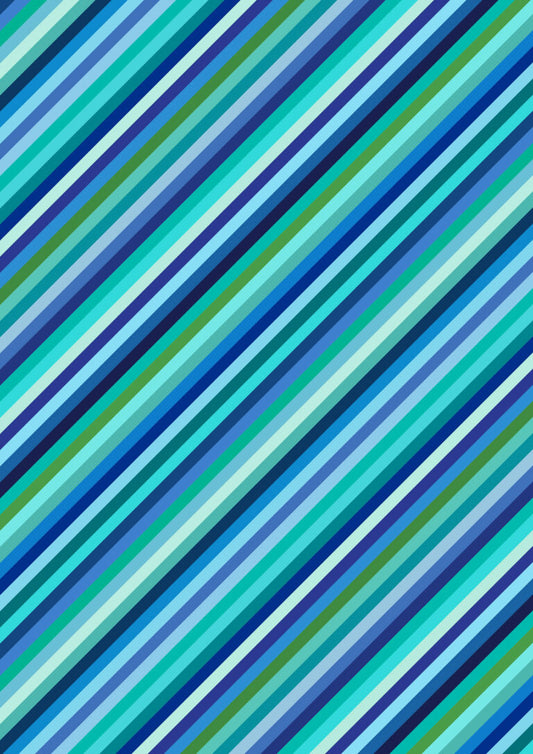 Blue Stripes | Animal Alphabet | Lewis & Irene | Cotton Fabric | A973C
