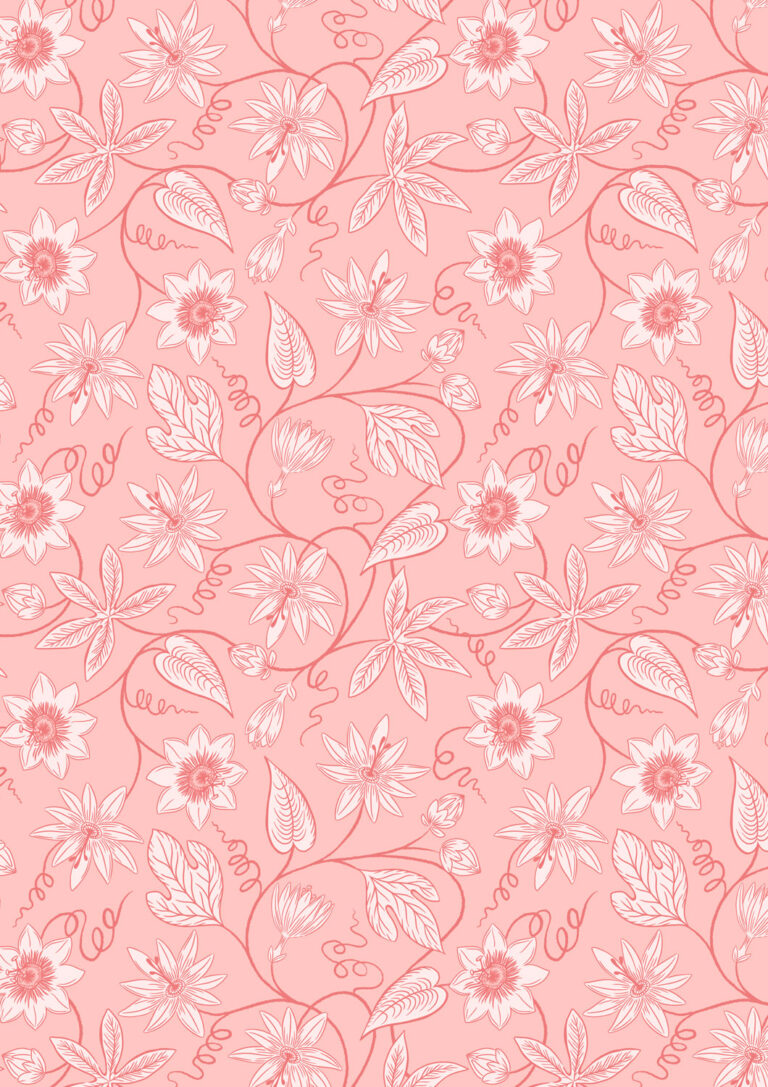 Passion Flower on Pink | Botanical Oasis | Lewis & Irene | Cotton Fabric | A8986B