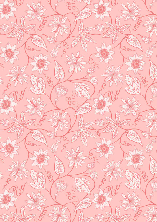 Passion Flower on Pink | Botanical Oasis | Lewis & Irene | Cotton Fabric | A8986B