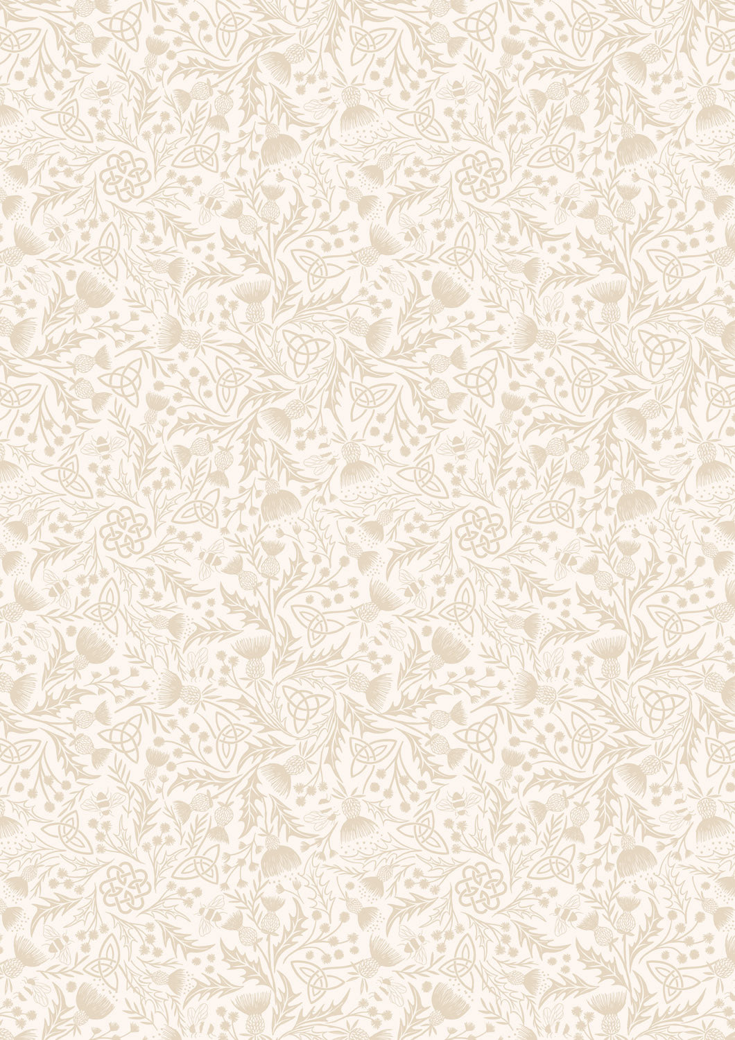 Celtic thistle cream on cream | Celtic Summer | Lewis & Irene | Cotton Fabric | A990A