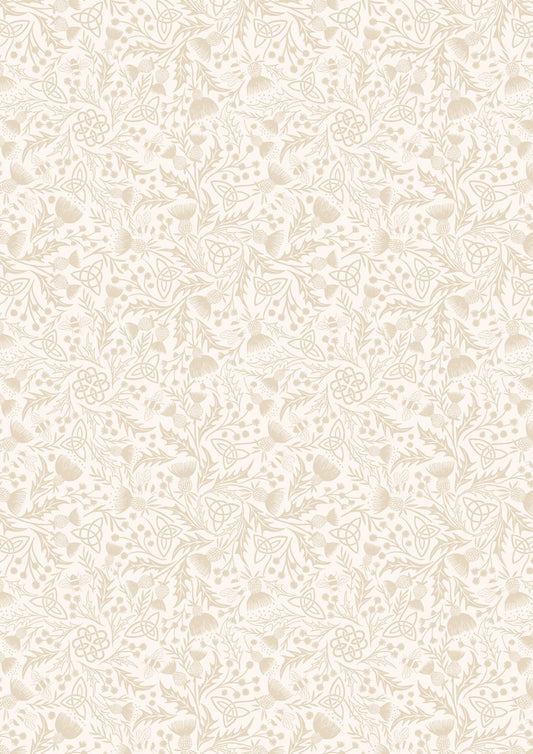 Celtic thistle cream on cream | Celtic Summer | Lewis & Irene | Cotton Fabric | A990A