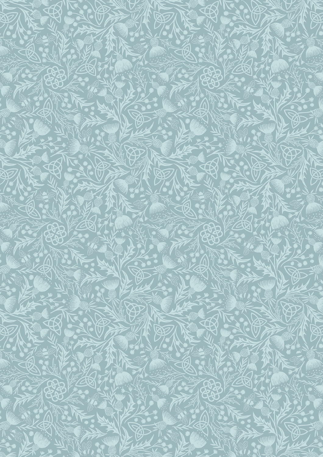 Celtic thistle duck egg | Celtic Summer | Lewis & Irene | Cotton Fabric | A990B