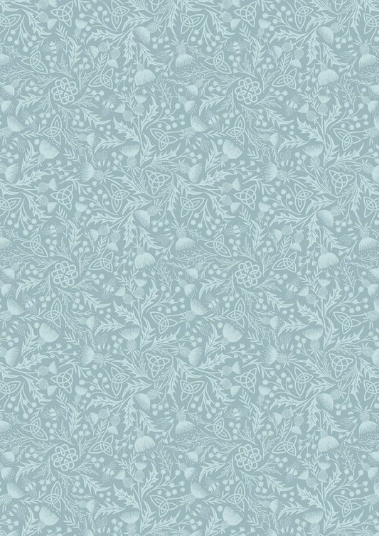 Celtic thistle duck egg | Celtic Summer | Lewis & Irene | Cotton Fabric | A990B