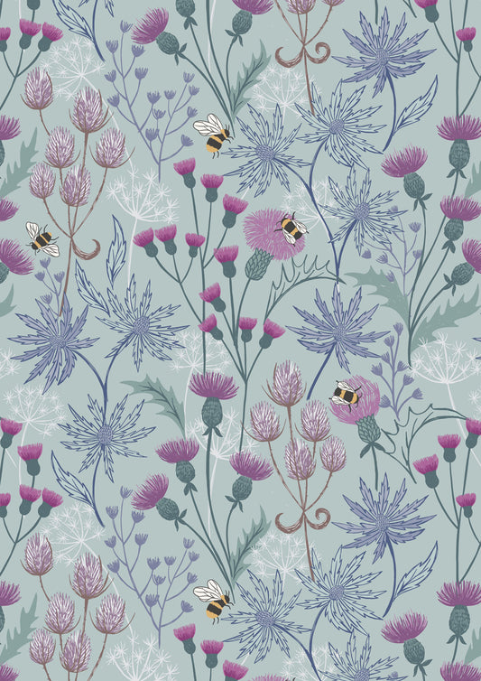 Celtic floral on blue | Celtic Summer | Lewis & Irene | Cotton Fabric | A991B