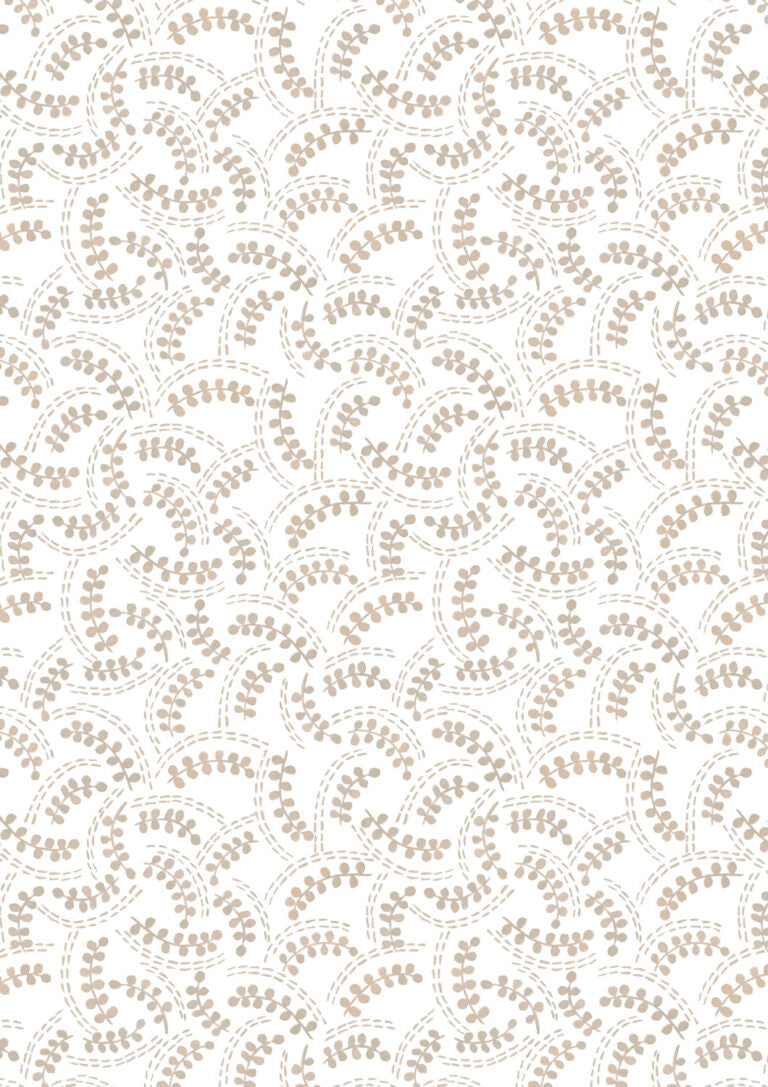 Cream Fronds | Porcelain and Sea Glass | Lewis & Irene | Cotton Fabric | A994A