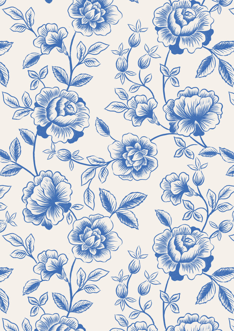 Rose Trail on Cream | Porcelain and Sea Glass | Lewis & Irene | Cotton Fabric | A997A