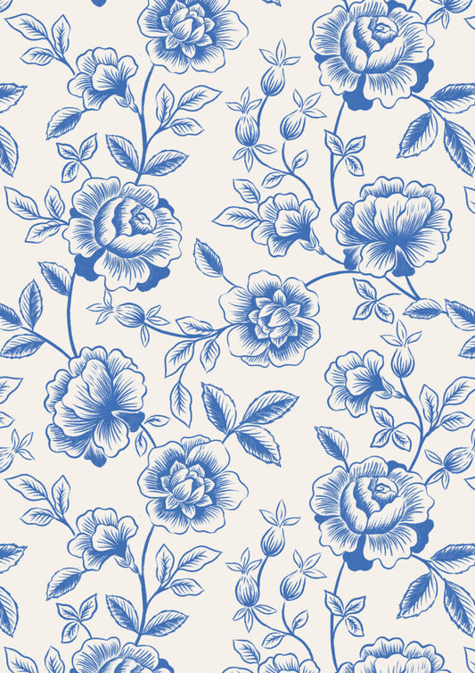 Rose Trail on Cream | Porcelain and Sea Glass | Lewis & Irene | Cotton Fabric | A997A