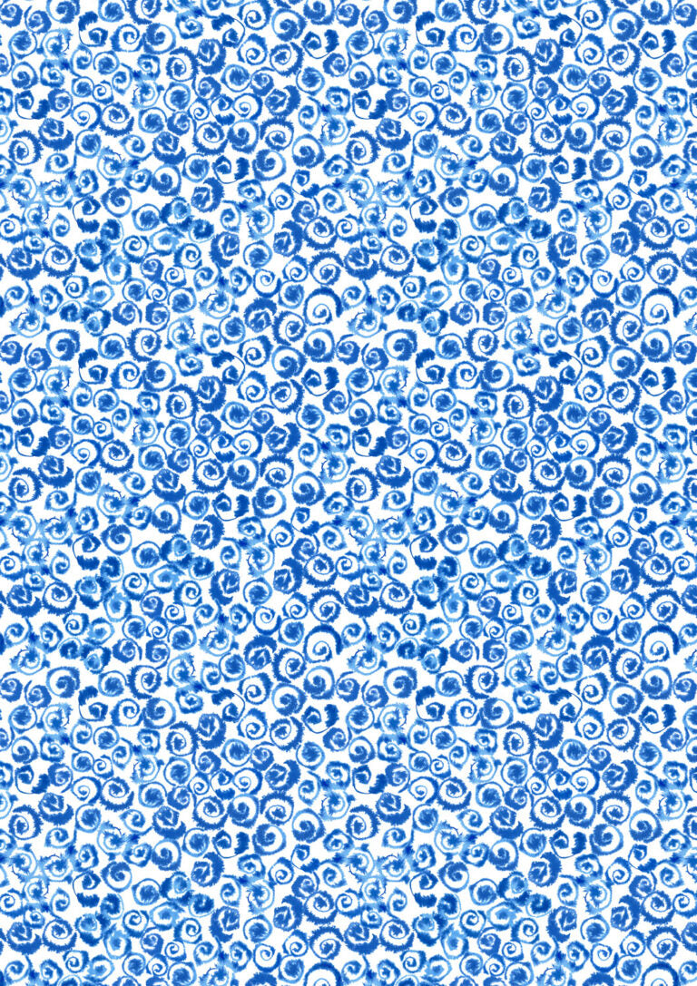 Watery Swirls on Cream | Porcelain and Sea Glass | Lewis & Irene | Cotton Fabric | A999A
