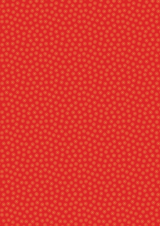 Little star on red (metallic gold) | Peace and Joy | Lewis & Irene | Cotton Fabric | C109.2