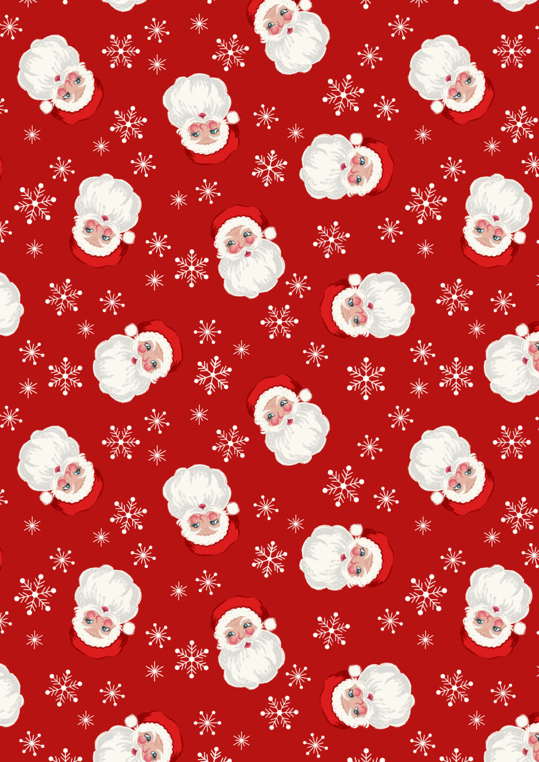 Santa on red (with pearl) | Oh Christmas Tree | Lewis & Irene | Cotton Fabric | C118.2
