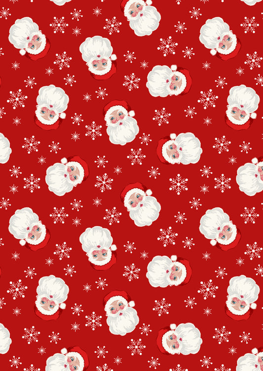 Santa on red (with pearl) | Oh Christmas Tree | Lewis & Irene | Cotton Fabric | C118.2