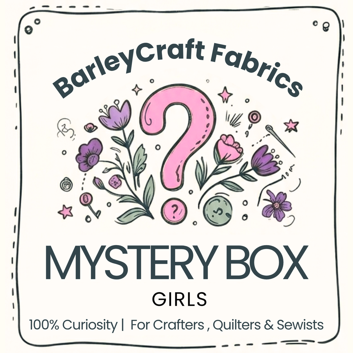 Mystery Box | Girls Fabrics and Notions | 100% Cotton Fabrics | Value £50