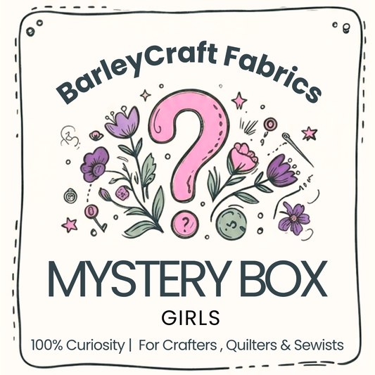 Mystery Box | Girls Fabrics and Notions | 100% Cotton Fabrics | Value £50