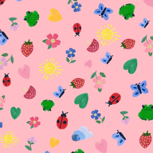 Little Things - Pink Flowers | Wee Blue Bell | Lewis & Irene | Cotton Fabric | WB032