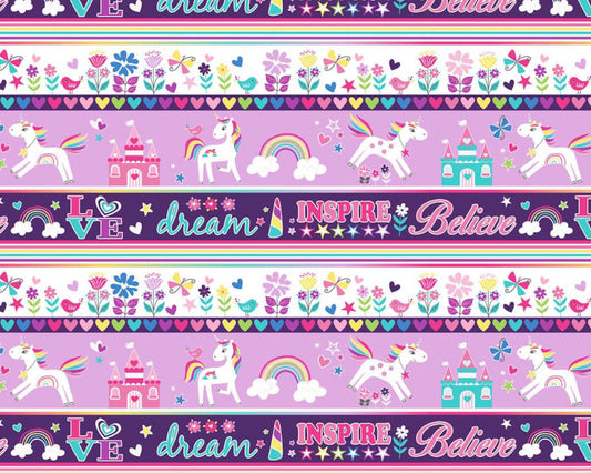 Unicorn Magic Stripe Multi | Benartex Magic Rainbows | Cotton Fabric | CP9799