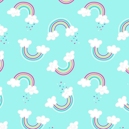 Unicorn Magic Pearlescent Aqua | Benartex Magic Rainbows | Cotton Fabric | CP9797