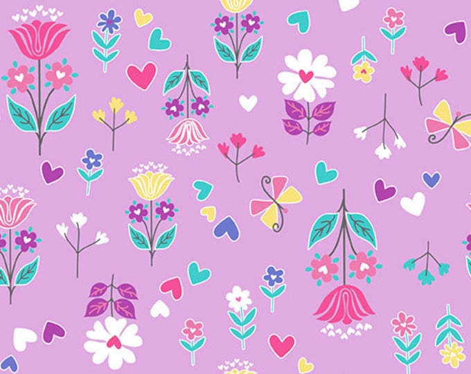 Magical Flowers Lilac | Unicorn Magic Collection | Benartex Magic Rainbows | Cotton Fabric | CP9800